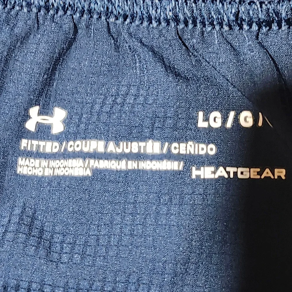 Under Armour HeatGear Mens Shorts Lot of 2 Navy Royal Blue Fitted Large Workout